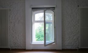 white wooden framed glass window