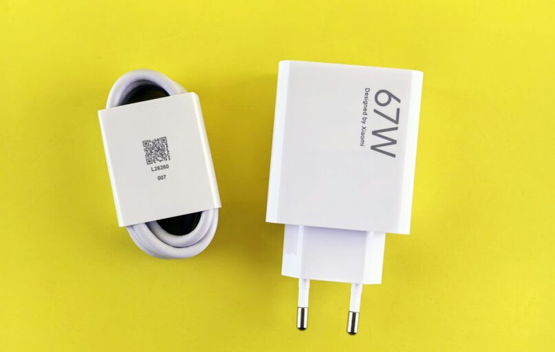 A couple of white wires sitting next to each other