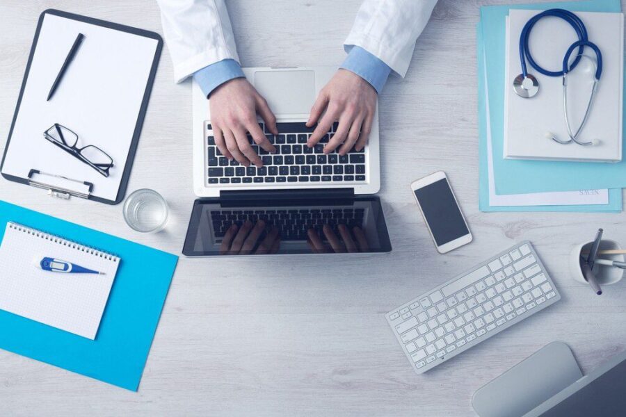 computer, business, typing, keyboard, laptop, doctor, medical care, desk, doctor, doctor, doctor, doctor, doctor