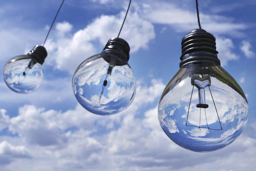light bulbs, lamps, lights, halogen, nature, bulbs, electric, sky, clouds, cumulus, decoration, decorative