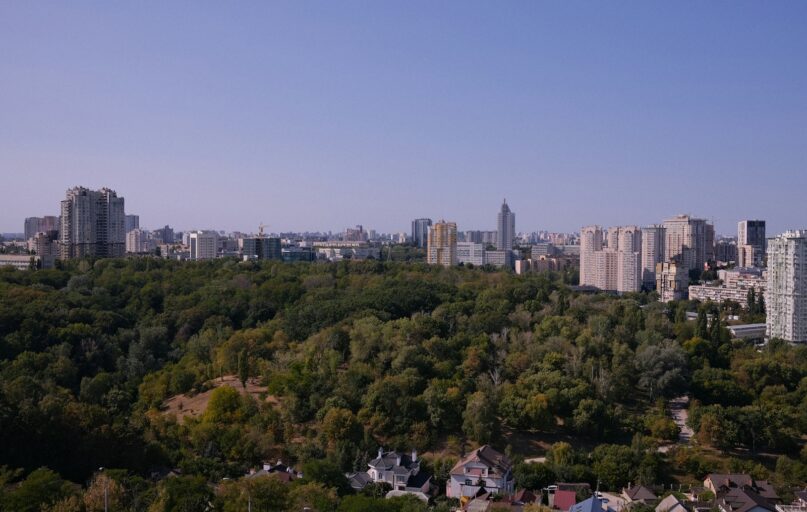 city buildings and green trees under blue sky during daytime
