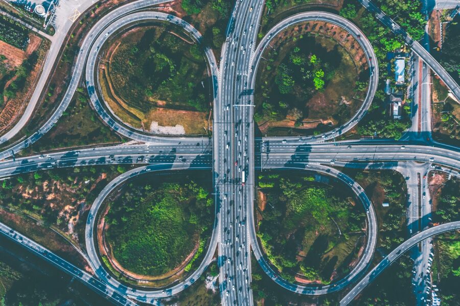 bird's eye view of freeway