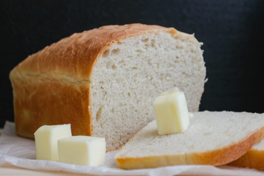 bread on white ceramic plate