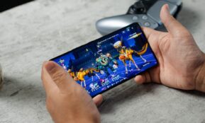 A person is playing a video game on their phone