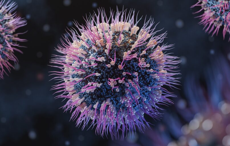 a close up of a bunch of purple flowers