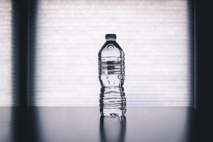 clear drinking bottle filled with water
