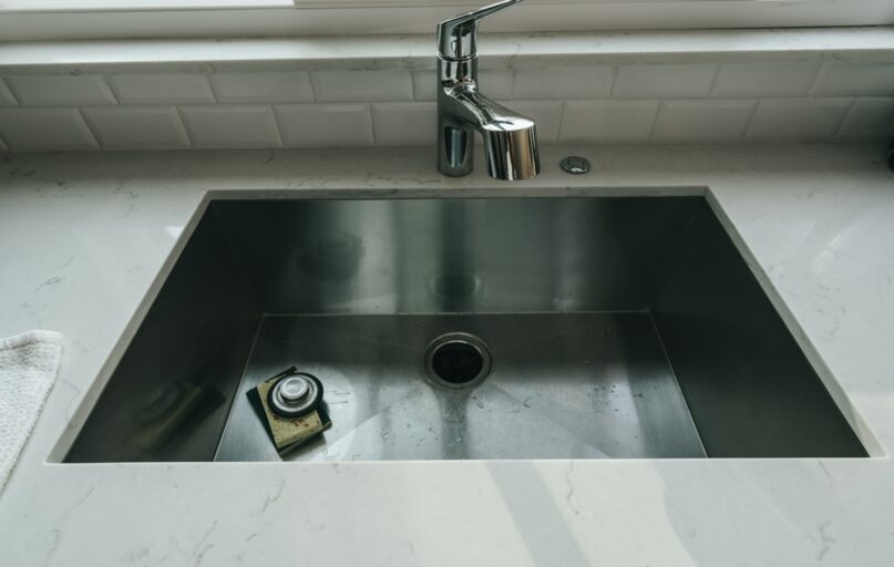 a sink with a faucet