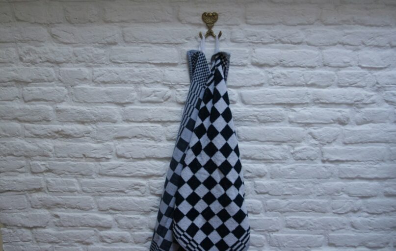 black and white checkered textile
