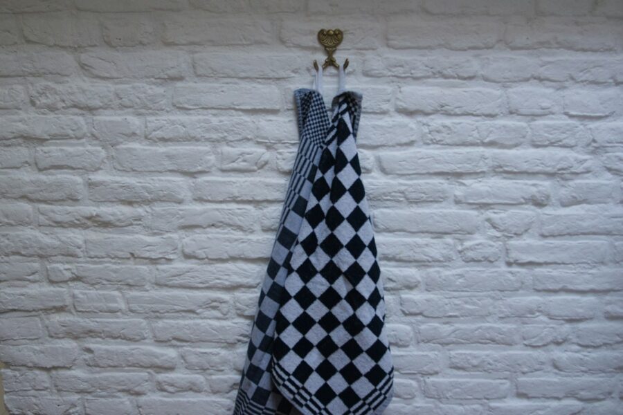 black and white checkered textile