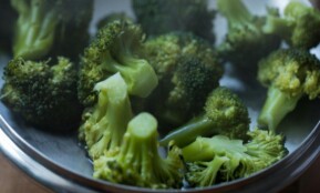 Close-up of fresh steamed broccoli, perfect for healthy meal concept.