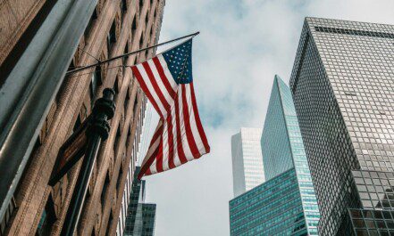 low angle photo of flag of U.S.A