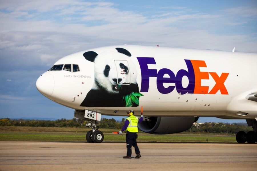 Iš Kinijos į JAV lėktuvu „Panda Express“ atvyko dvi didžiosios pandos. EPA-ELTA nuotr.