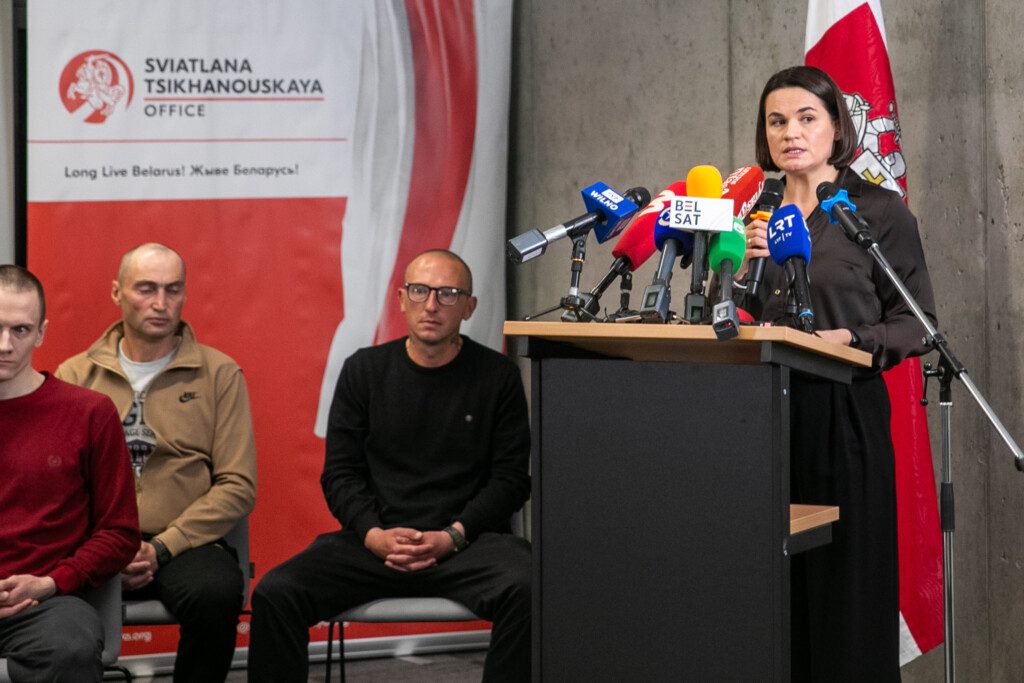 Sviatlanos Cichanouskajos spaudos konferencija. ELTA / Orestas Gurevičius nuotr.