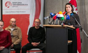 Sviatlanos Cichanouskajos spaudos konferencija. ELTA / Orestas Gurevičius nuotr.