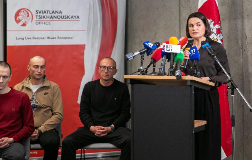 Sviatlanos Cichanouskajos spaudos konferencija. ELTA / Orestas Gurevičius nuotr.