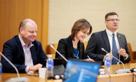 Saulius Skvernelis, Viktorija Čmilytė-Nielsen, Laurynas Kasčiūnas. ELTA / Josvydas Elinskas nuotr.