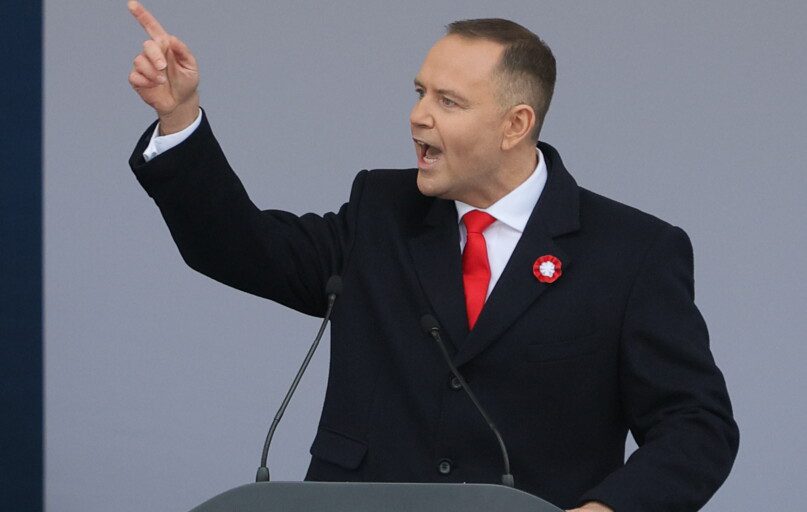 Nawrockis: Lenkija galėtų vaidinti svarbiausią vaidmenį ES ir JAV santykiuose. EPA-ELTA nuotr.