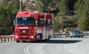 truck, dual carriageway, roar, highway, red car, mercedes, mercedes benz, transport