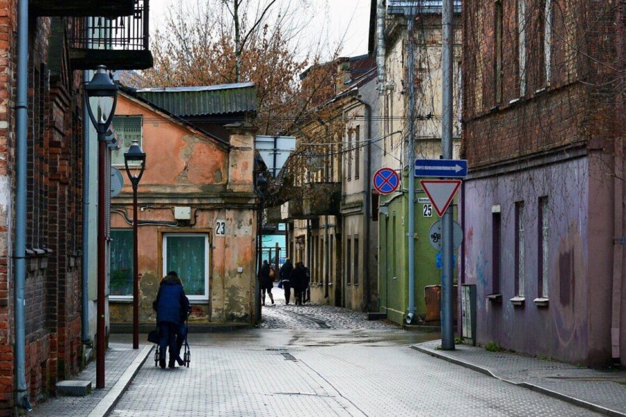 street, scene, old town, old, town, city, european, kaunas, lithuania, baltic, red, brick, architecture, urban, quiet, road, people, lampposts, lamp, posts, deteriorating, run-down, tottering, dilapidated, dilapidation, deterioration, kaunas, kaunas, kaunas, kaunas, kaunas, lithuania, people