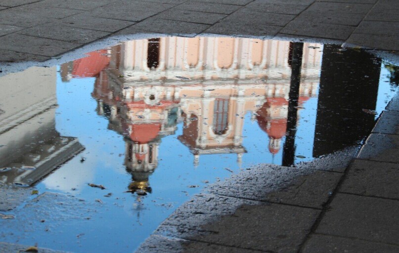 lithuania, vilnius, reflection, nature, puddle, water