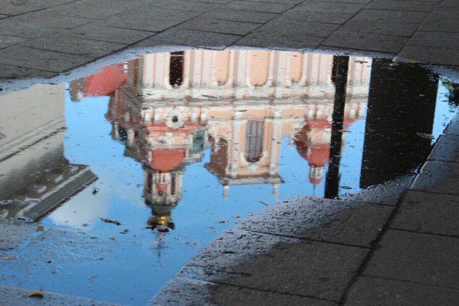 lithuania, vilnius, reflection, nature, puddle, water