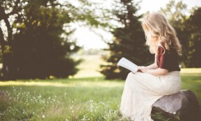 girl, book, sitting, alone, rock, reading, bible, nature, grass, park, reading girl, reader, blonde woman, young woman, female, girl, alone, reading, bible, bible, bible, bible, bible