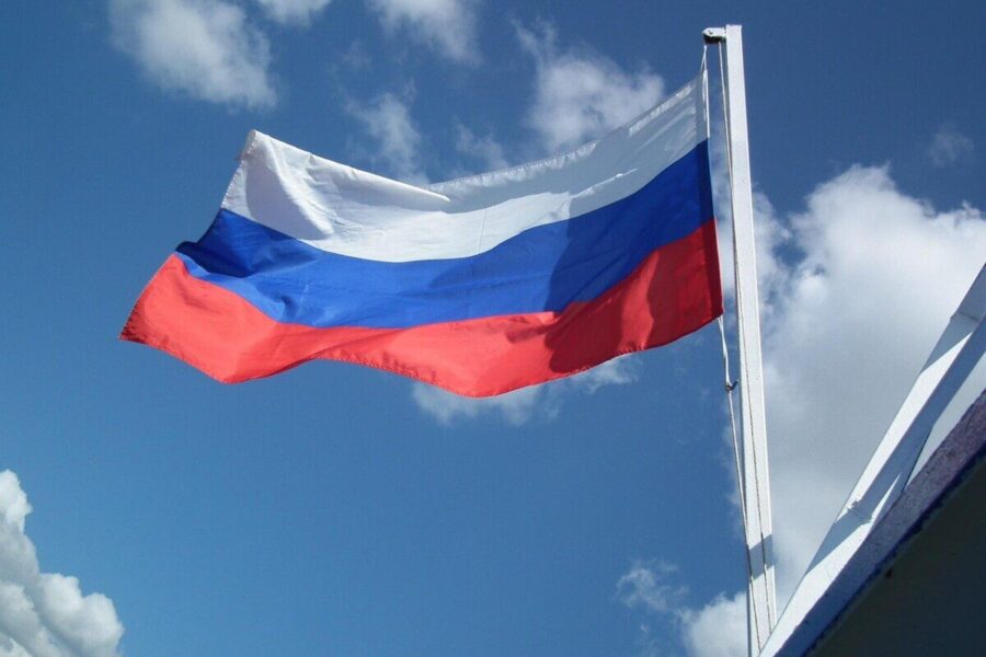 flag, russia, banner, moscow, clouds, flutter, white, nature, blue, red, strip, blow, wind