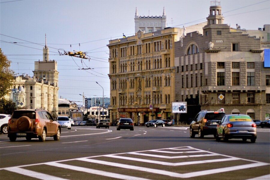 ukraine, city, road, street, city center, kharkov, landscape