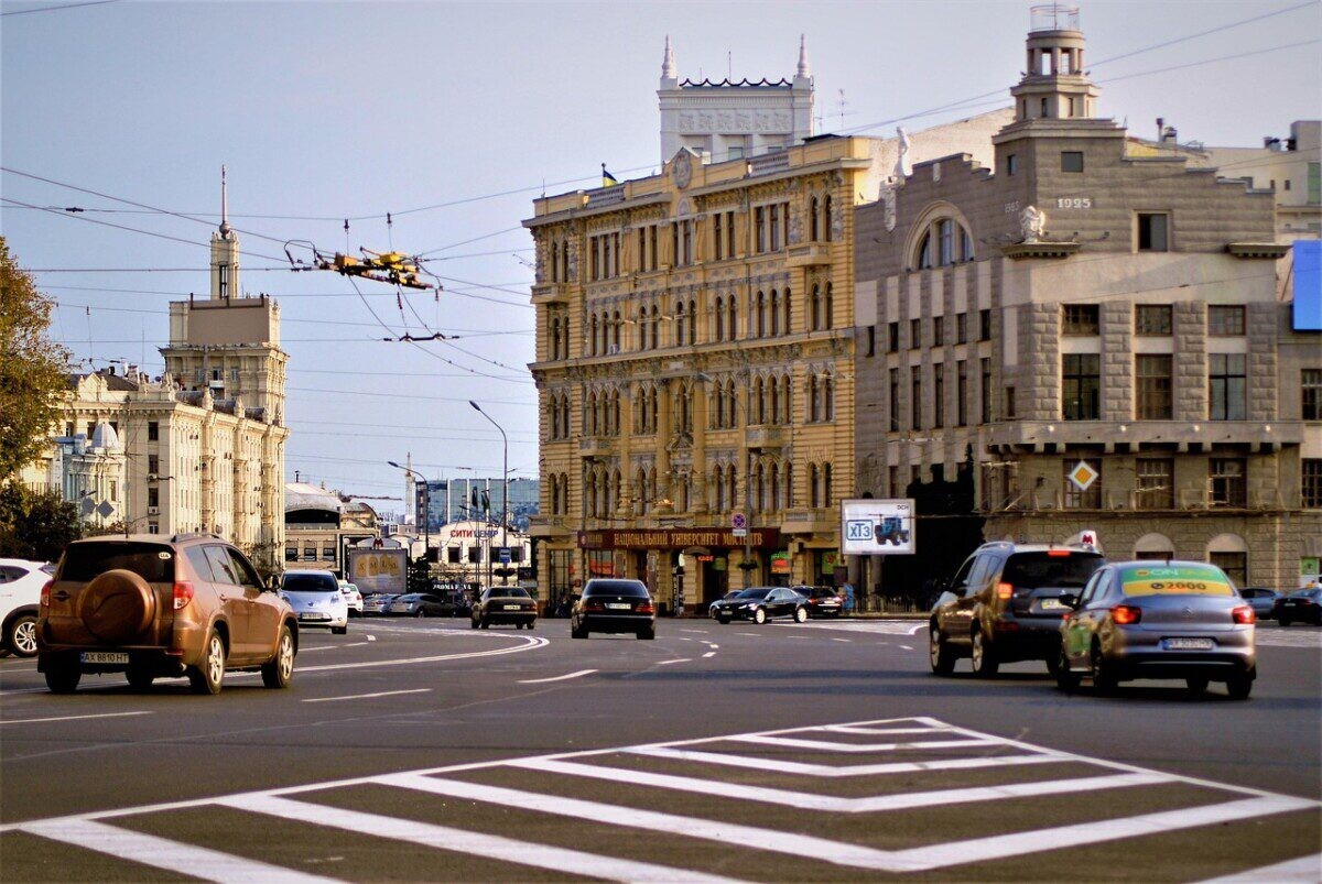 ukraine, city, road, street, city center, kharkov, landscape