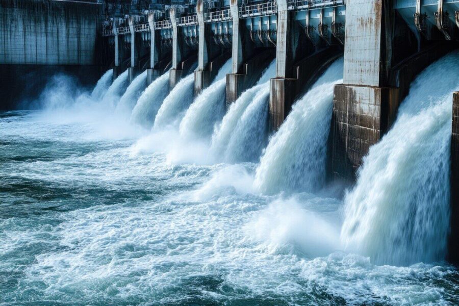 ai generated, nature, hydroelectric, dam, water, renewable, energy, generation, power, production, hydro, turbine, river, floodgate, spillway, current, electricity, power plant, engineering, infrastructure, clean, technology