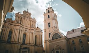 Beautiful architecture of two adjacent buildings.
