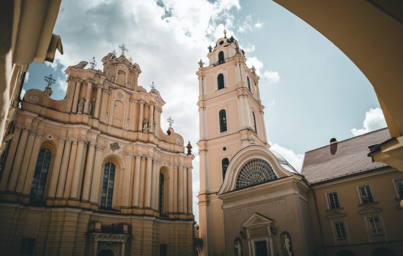 Beautiful architecture of two adjacent buildings.