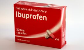 200 mg Sainsbury's healthcare Ibuprofen capsules box