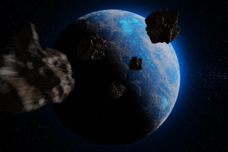 an artist's rendering of a space ship approaching a planet