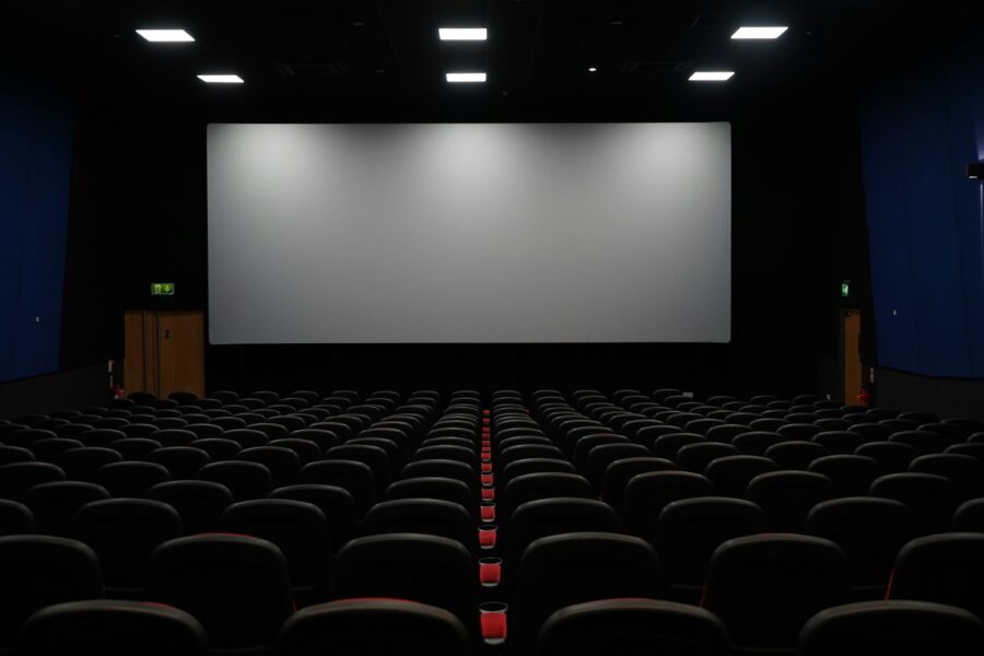 red and black theater chairs