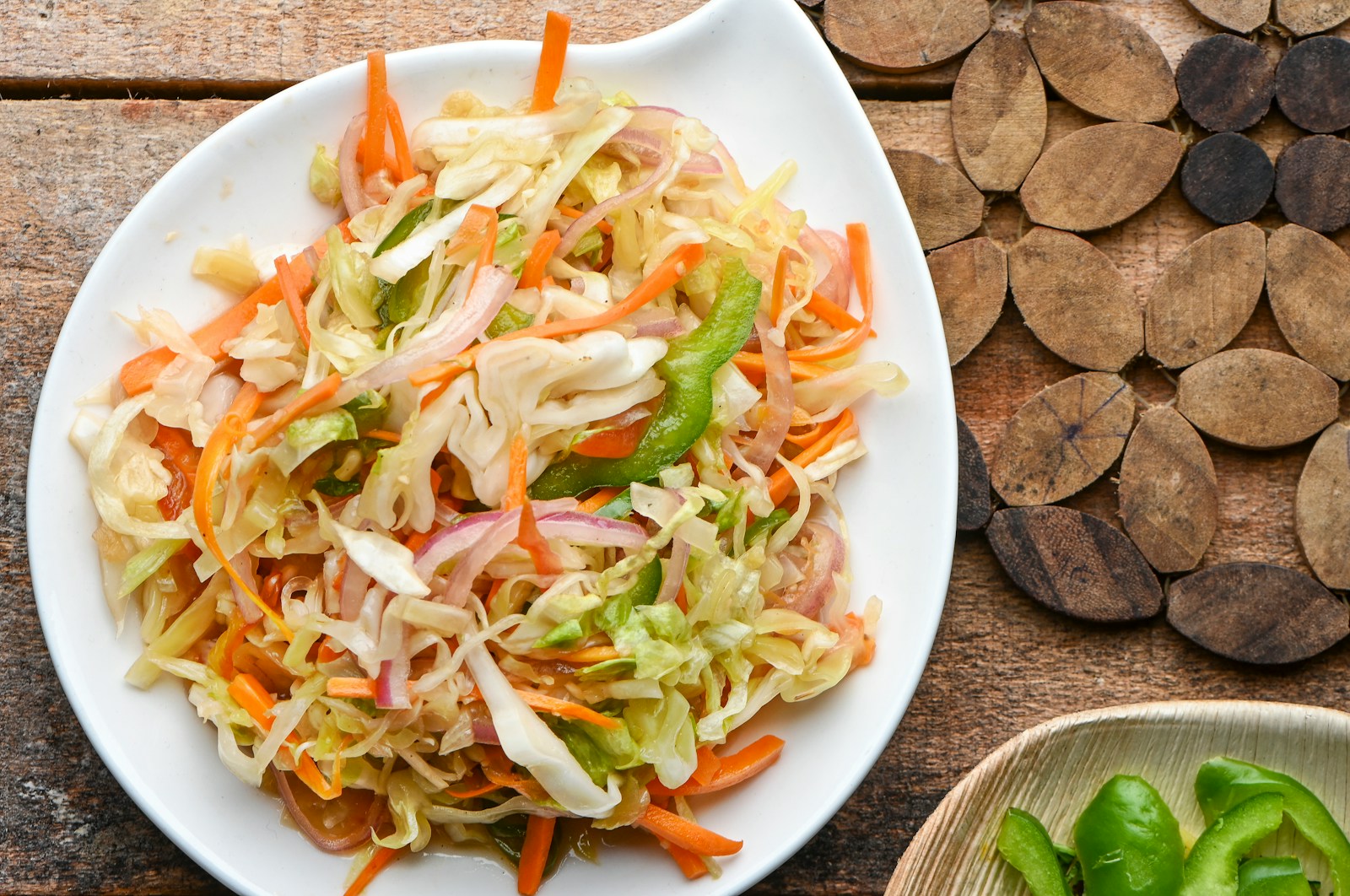 vegetable salad on white ceramic plate