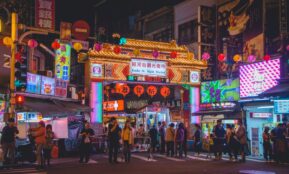 group of people on china town