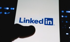 Linkedin logo displayed on a smartphone screen.