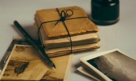 brown paper and black pen