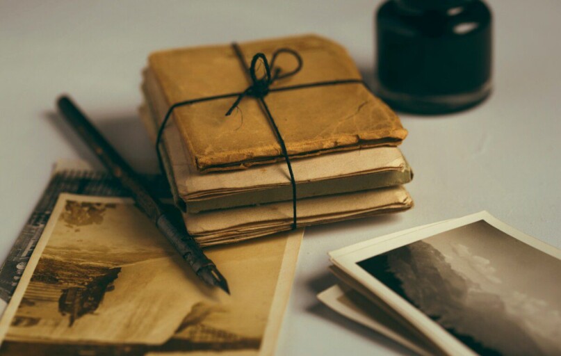 brown paper and black pen