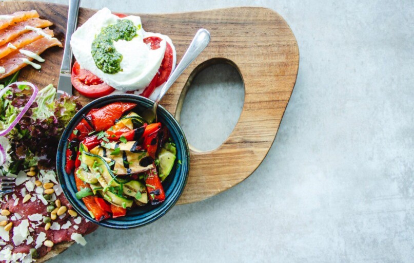 tray of food on white surface