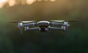 white drone in mid air