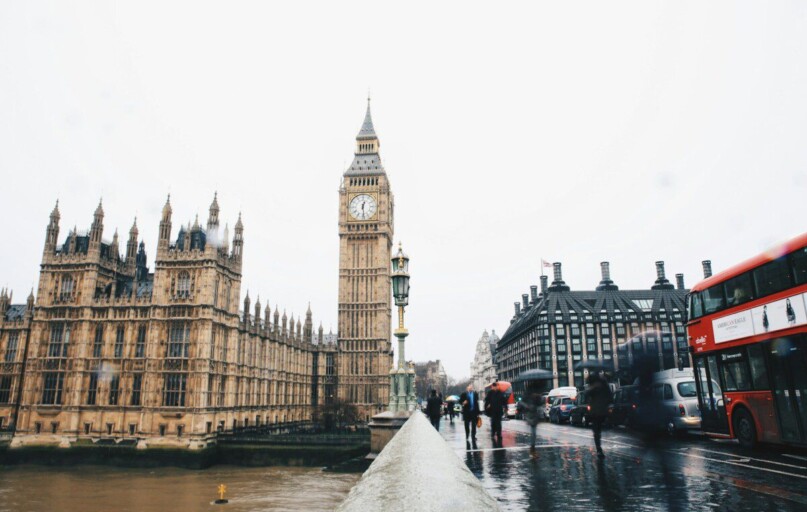 people near Big Ben in London