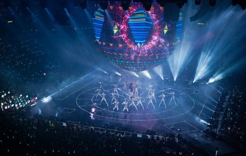 people watching concert during night time