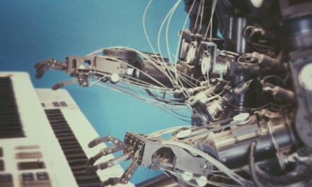 robot playing piano