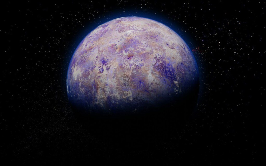 a blue planet with stars in the background
