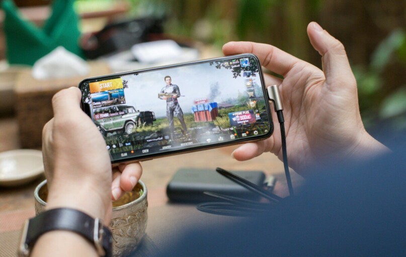 person playing PUBG mobile