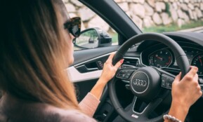 woman driving car