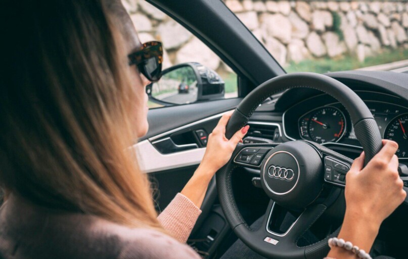 woman driving car