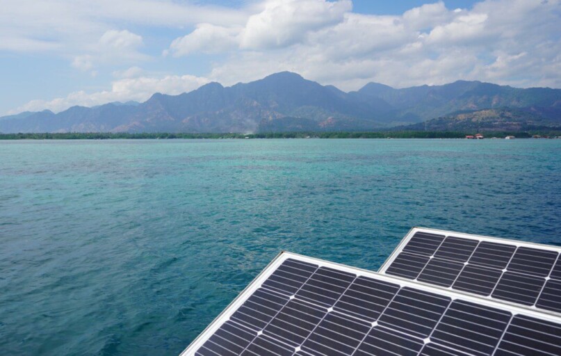 A solar panel on the side of a boat